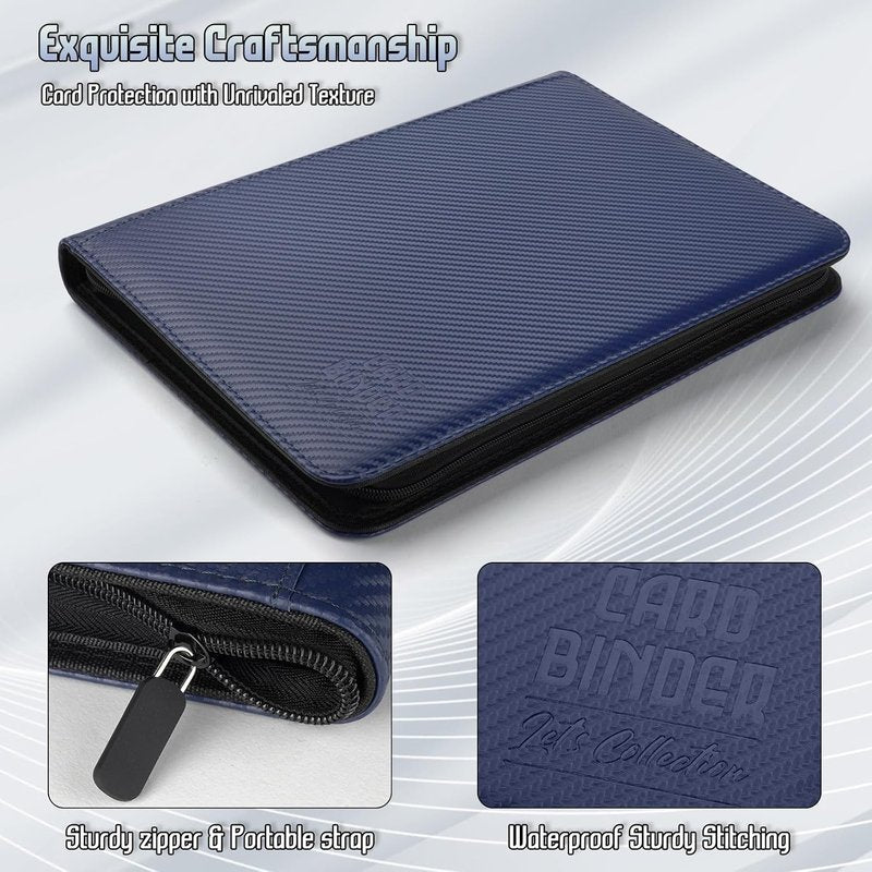 Premium 9-Pocket Trading Card Binder - Double-Sided PU Collection Album for MTG, TCG & Sports Cards | Navy Blue