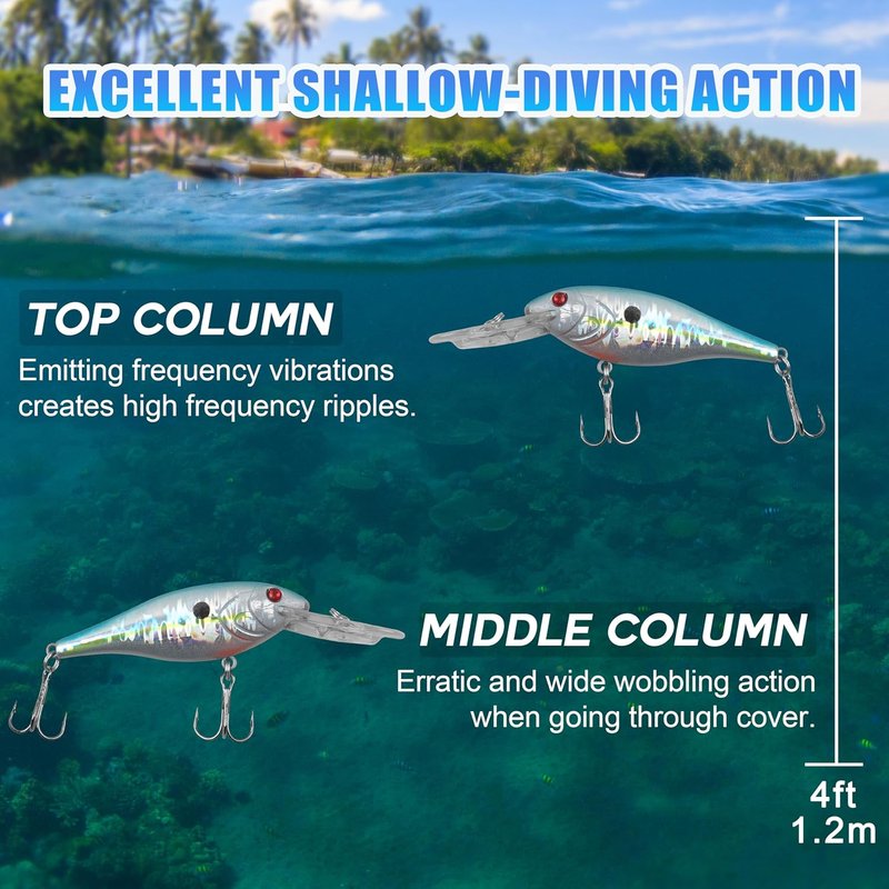 Fishing Lures Kit - Crankbait Minnow Hard Bait Set for Bass & Trout | Deep Diving Jerkbait & Swimbait