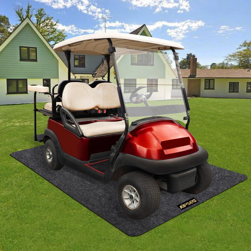 AIPSET Golf Cart Parking Mat, 9.18 x 4.92 ft Garage Floor Mat, Mechanic Pad for Most Golf Carts/UTV ATV/Motorcycle, Fast Oil Absorbent Waterproof Non-Slip, Prevents Floor Scratch and Stain