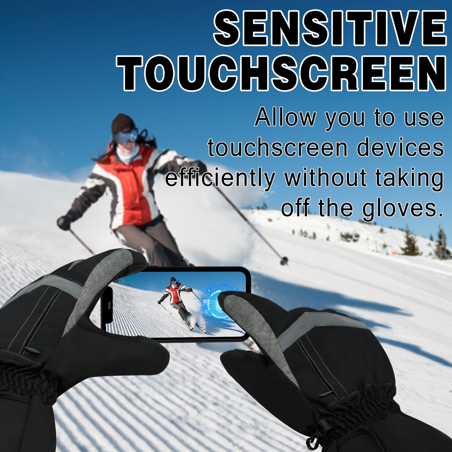 MMlove Heated Gloves, 5V 5000mAh Rechargeable Heated Gloves for Men,Electric Waterproof & Windproof Winter Motorcycle Warm Gloves with Touchscreen for Cycling Skiing Hiking Camping Working