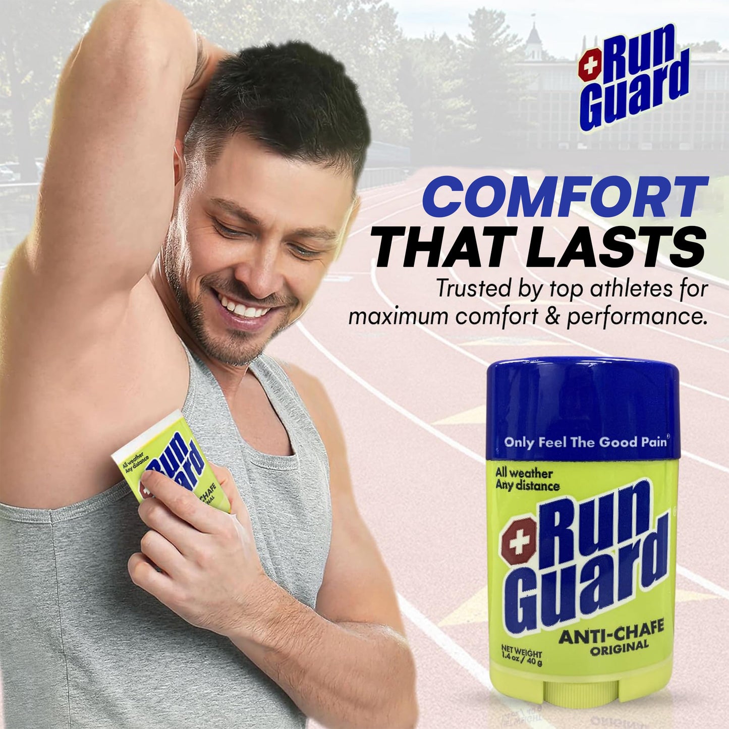 Run Guard Original Anti-Chafing Balm - Highly Effective USA Made Chafe Stick for Runners & Athletes - Sweat & Water-Resistant Formula - Sports Running Anti Chafe Soothing Balm Stick 0.6oz - Pack of 4