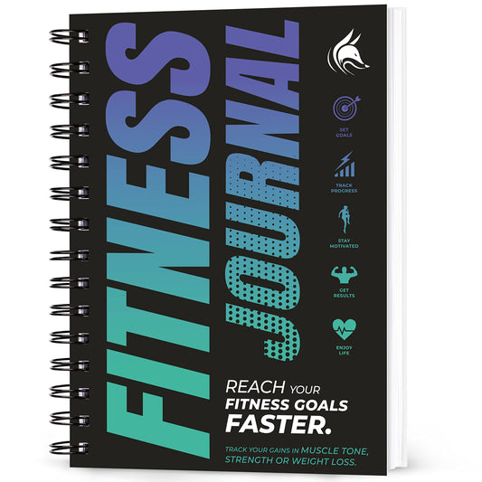 Clever Fox Fitness Journal Workout Log Book - Daily Fitness Planner Workout Journal for Women and Men. Spiral-Bound, Laminated Cover, Thick Pages, A5 (Sky Blue & Navy Blue)