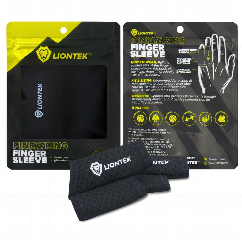 LIONTEK Pinky-Ring Flow Finger Sleeve V3 Pair — Joint Support & Compression for Activity, BJJ, Fitness, Volleyball, Basketball, and More (Large)