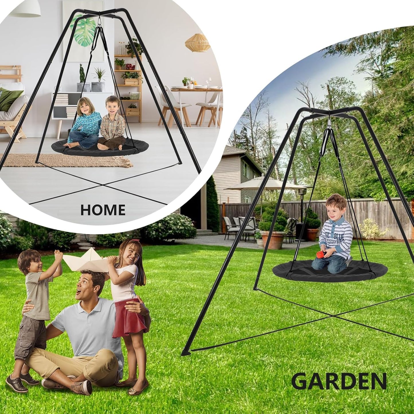 Swing Stand for Kids - Heavy Duty Metal Frame for Indoor & Backyard Use | 330LBS Capacity, Anti-Rust Design