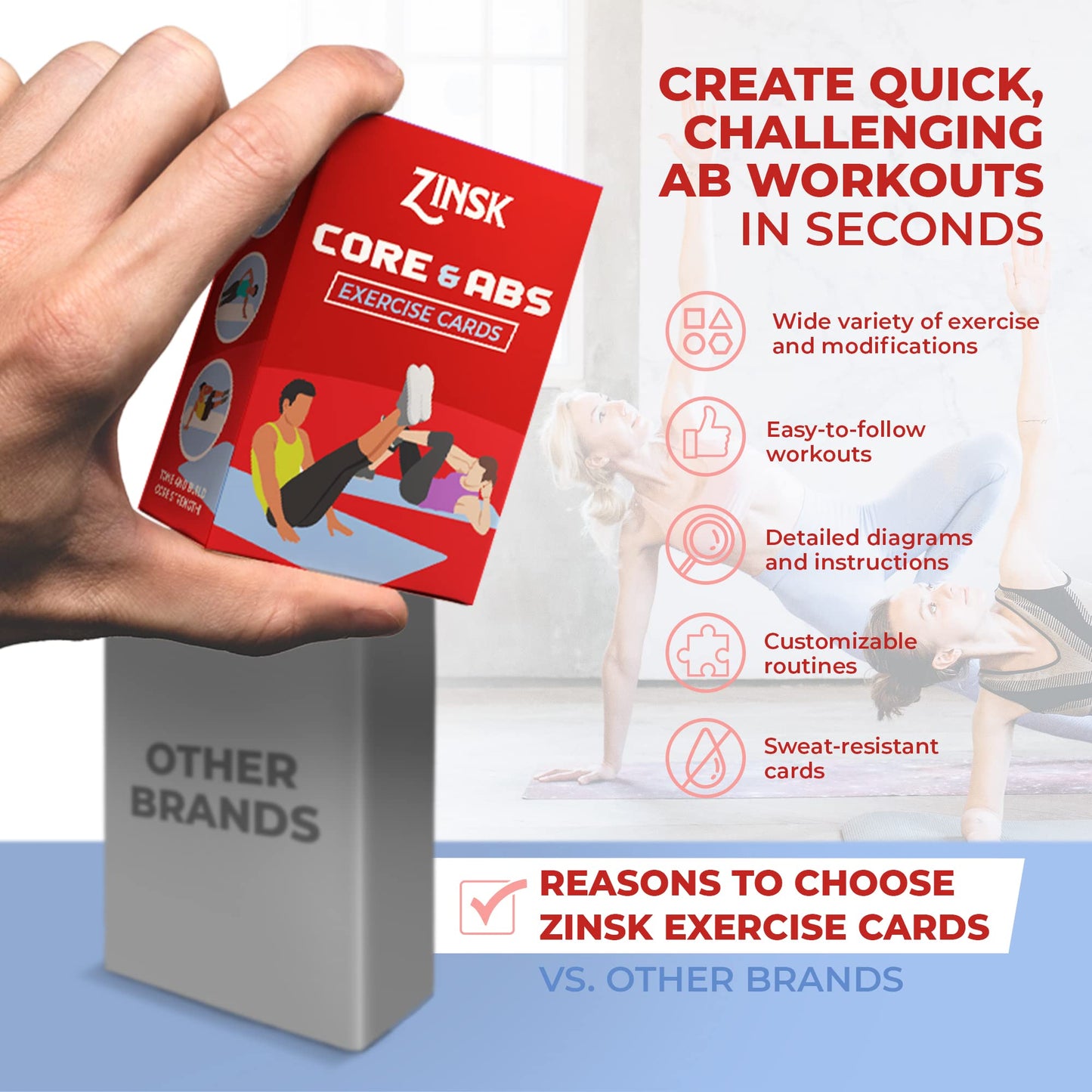 Abs and Core Exercise Cards – 75+ Workout Cards to Help Build Core Strength, Stability, Outdoor, Work from Home Fitness Workout