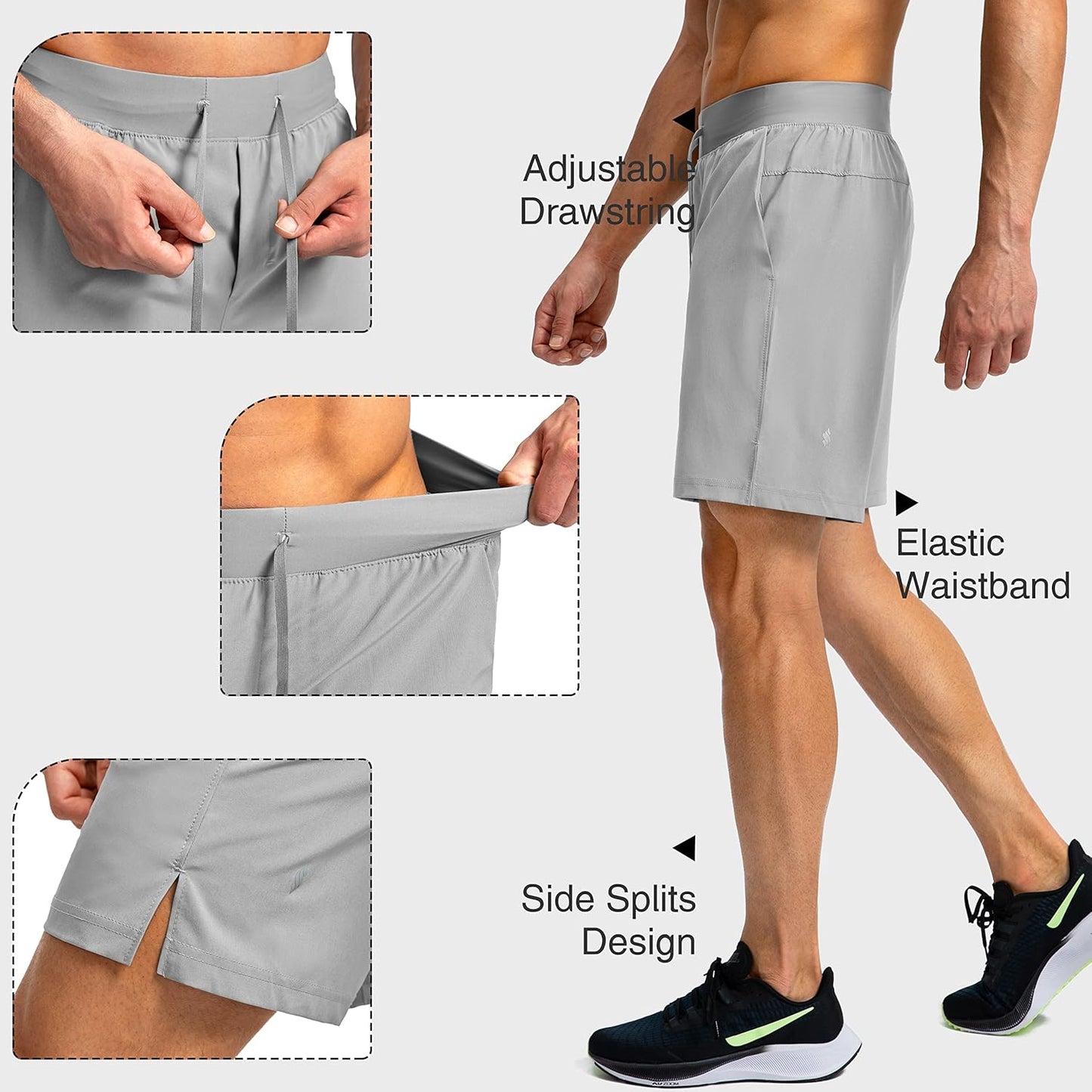 Men's Running Shorts with Zipper Pockets - Quick Dry Athletic Wear for Basketball & Gym | 9"/7"/5" Sizes