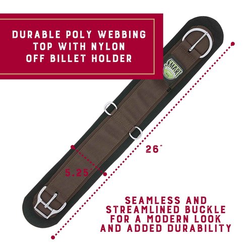 Weaver Equine ‎Straight Smart Horse Cinch, Anti-Slip Felt Lined Saddle Cinch Girth with Smart Cinch Buckle, Western Horse Riding Supplies, ‎Black