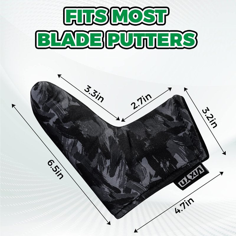 VIXYN Blade Putter Cover - Premium Golf Putter Headcovers - Magnetic Fleeced Lined Head Covers (Black Brush)