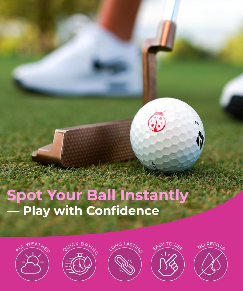 Obirdie Self-Inking Golf Ball Stamp | Chic & Fun Golf Ball Stamper | Fast-Drying, Waterproof Golf Ball Marker Stamp | Reusable Golf Accessories for Women | Golfer Gifts | Golf Gadgets (Heart)