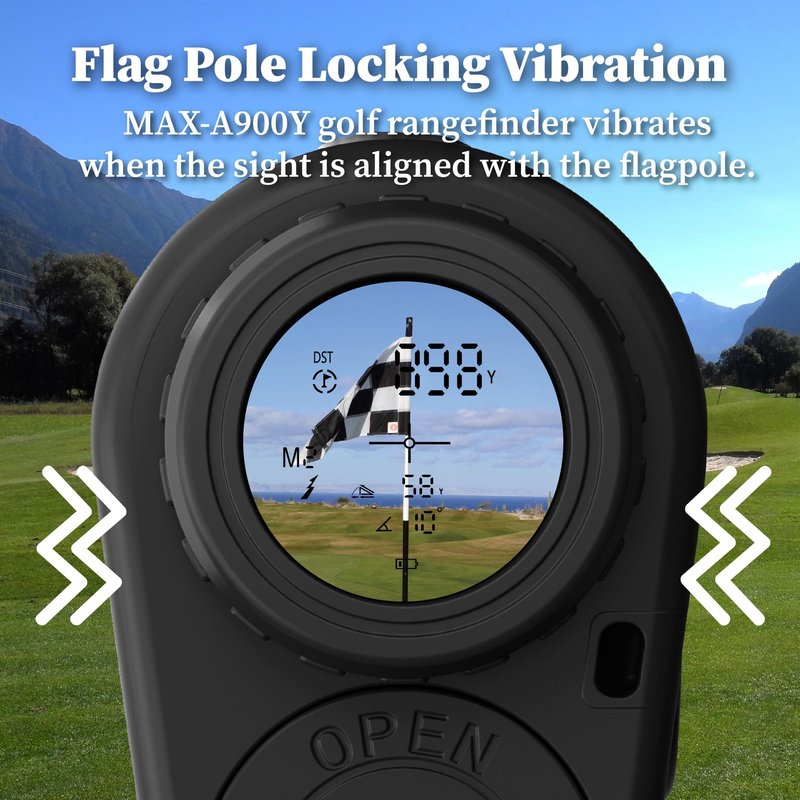 AILEMON Golf Rangefinder with Slope Switch, Flag Pole Locking with Pulse Vibration, 6X Magnification Laser Range Finder Golfing & Hunting, 900 Yards Rangefinders with Magnet Stripe (Black)