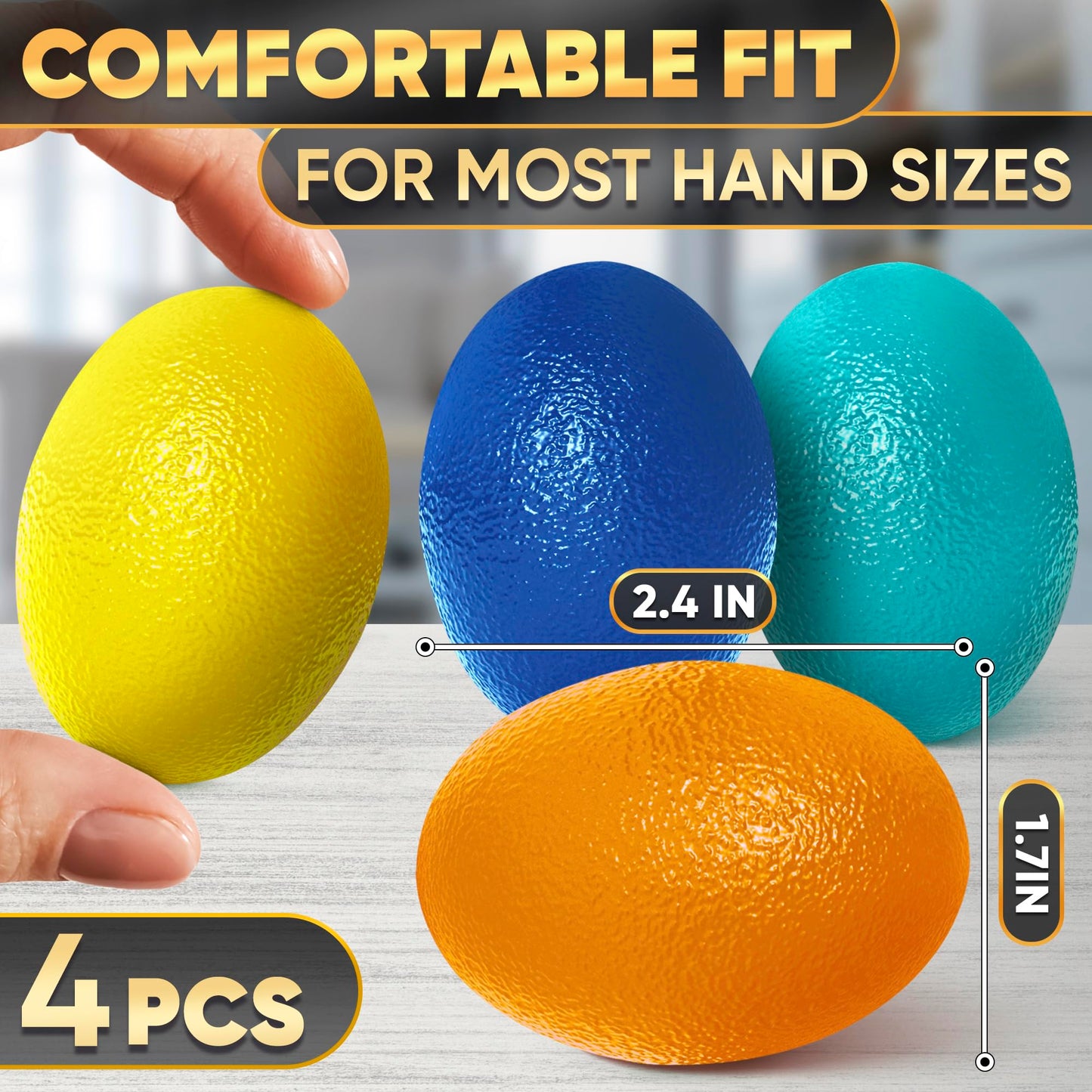 4 Pcs Squeeze Balls for Hand Therapy with 4 Resistance Levels