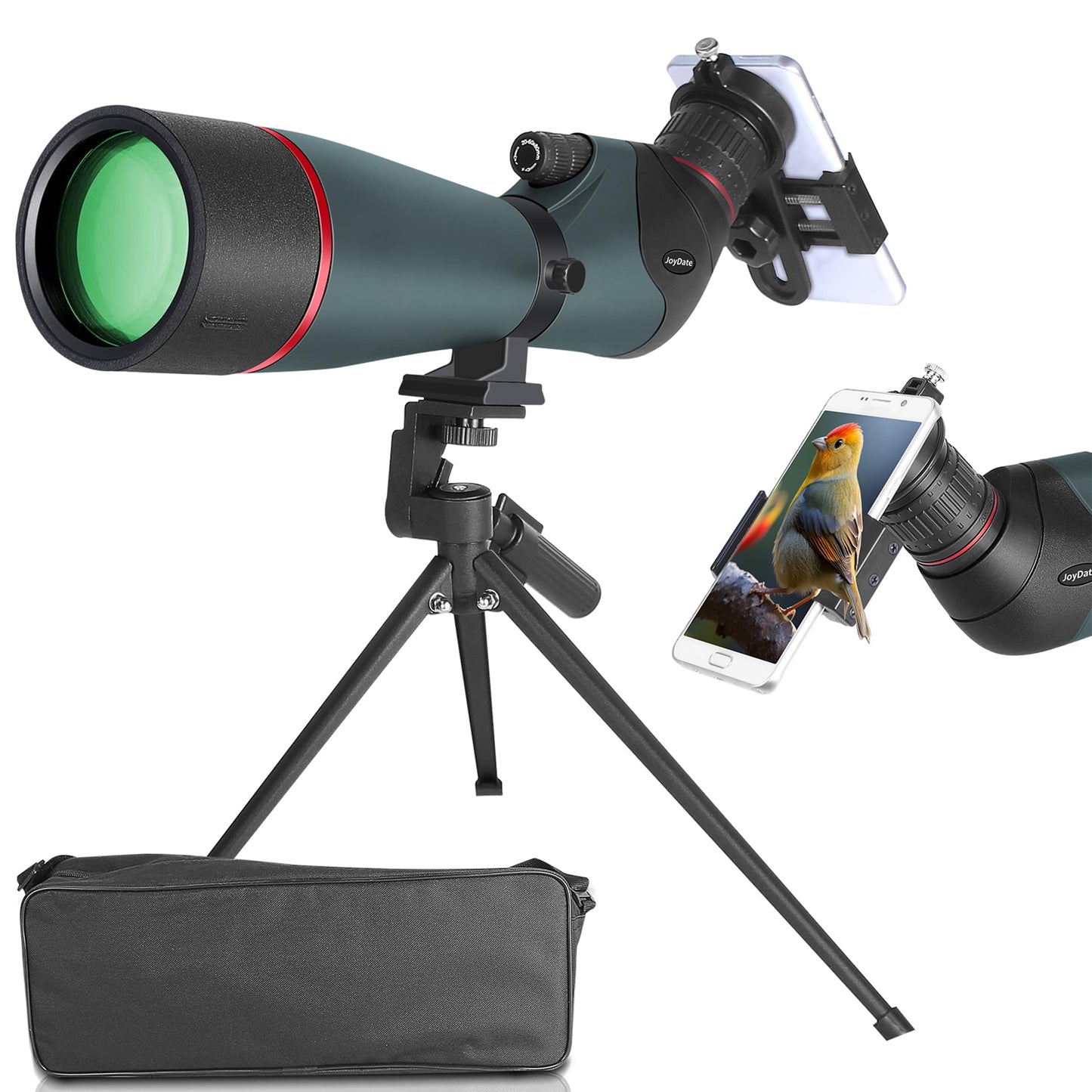 Joydate 20-60x80 Spotting Scopes for Bird Watching, BAK4 Waterproof Spotting Scope for Wildlife Viewing Hiking Camping, HD Spotter Scope with Tripod Smartphone Holder and Carrying Bag