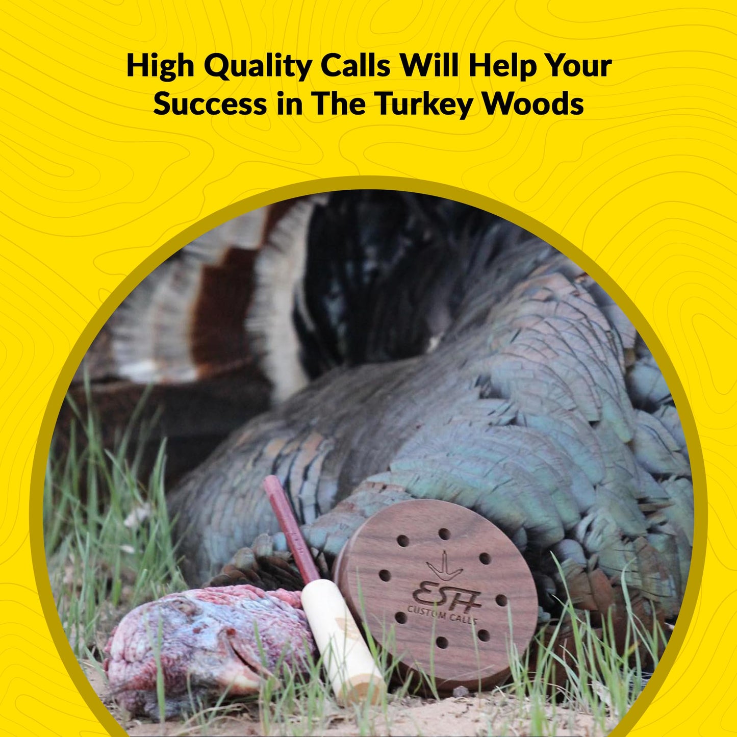 ESH Walnut Slate Turkey Pot Call with Dymondwood Striker – Realistic Hen Sounds for Turkey Hunting – Easy-to-Use Friction Call for Beginners & Experienced Hunters