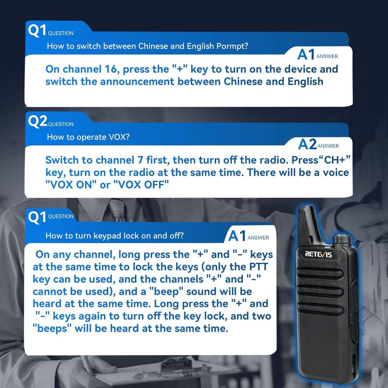 Retevis RT22 Walkie Talkies - Mini Rechargeable Two-Way Radio | Long Range, Portable for Business & School (20 Pack, Black)