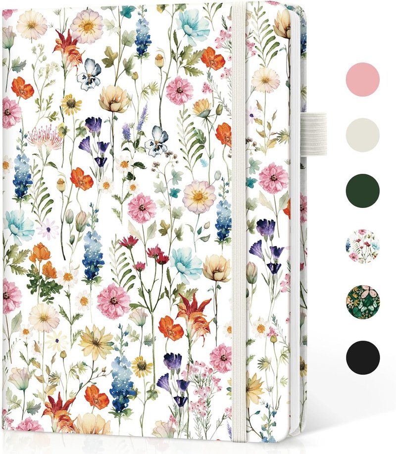 Taja Dotted Journal - A5 Hardcover Leather Notebook for Writing & Sketching | 160 Pages, Garden Design