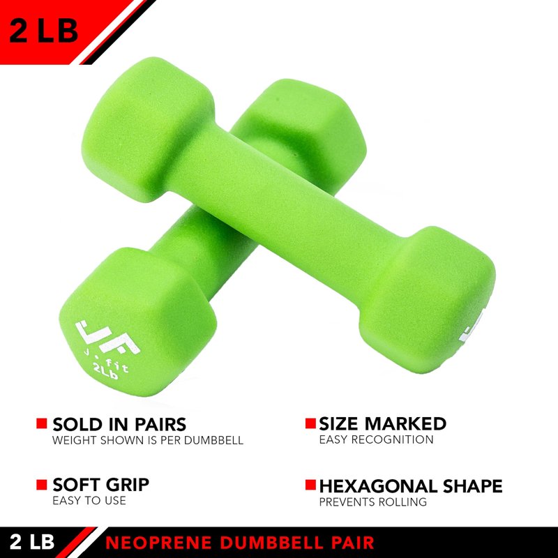 JFIT Neoprene Dumbbell (Set of 2), 2 LBS