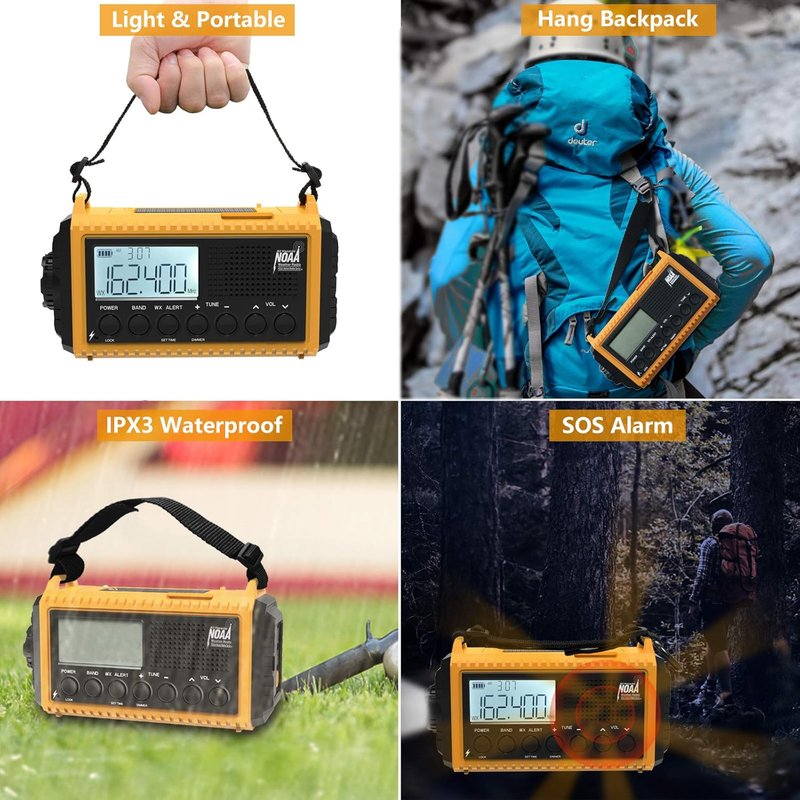 Raynic Emergency Radio - Solar Hand Crank Weather Radio with NOAA Alert, 5000mAh Battery, Flashlight & SOS Siren | AM/FM/SW