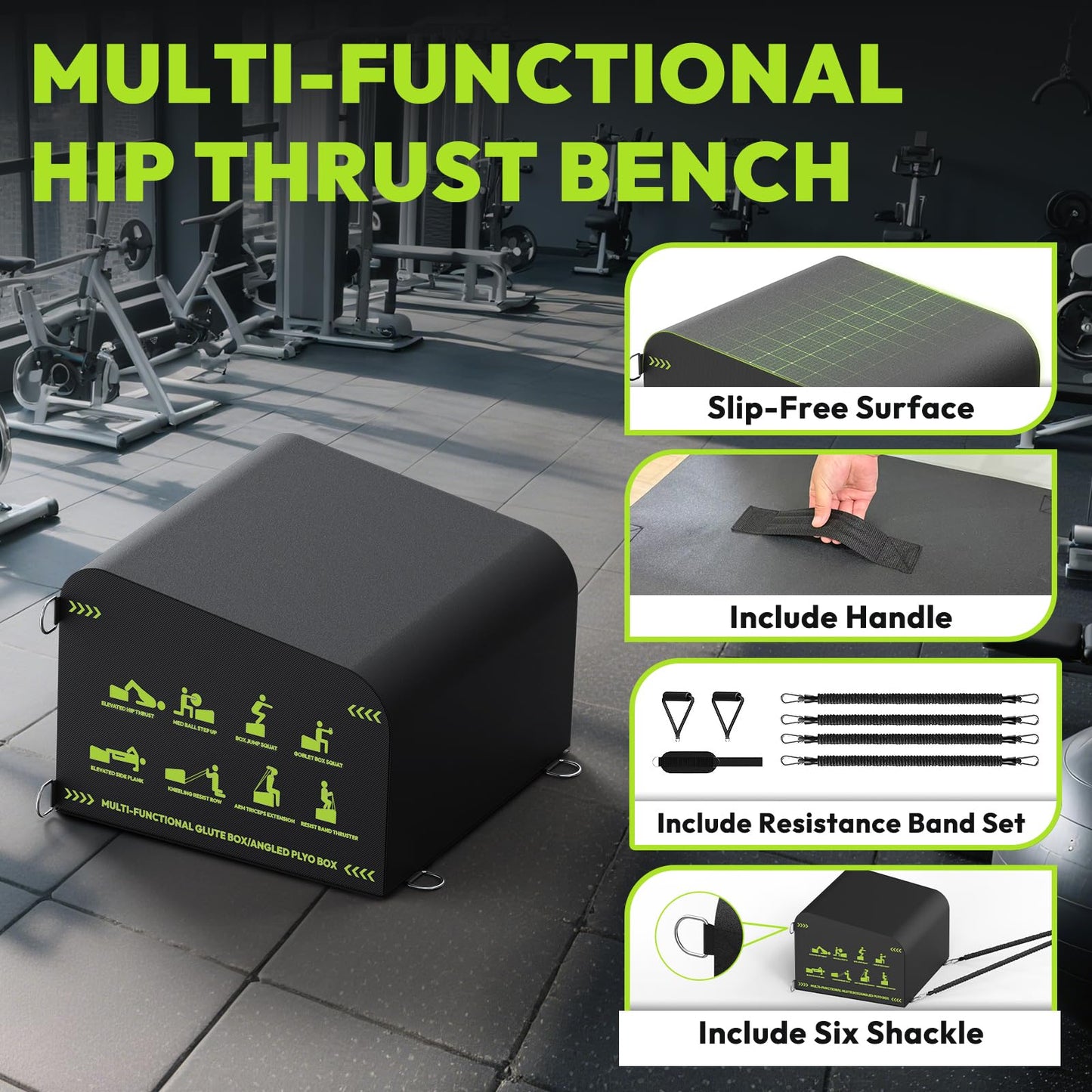 HANDBODE Hip Thrust Bench Included 6ft Barbell & 160lb Weight Plates