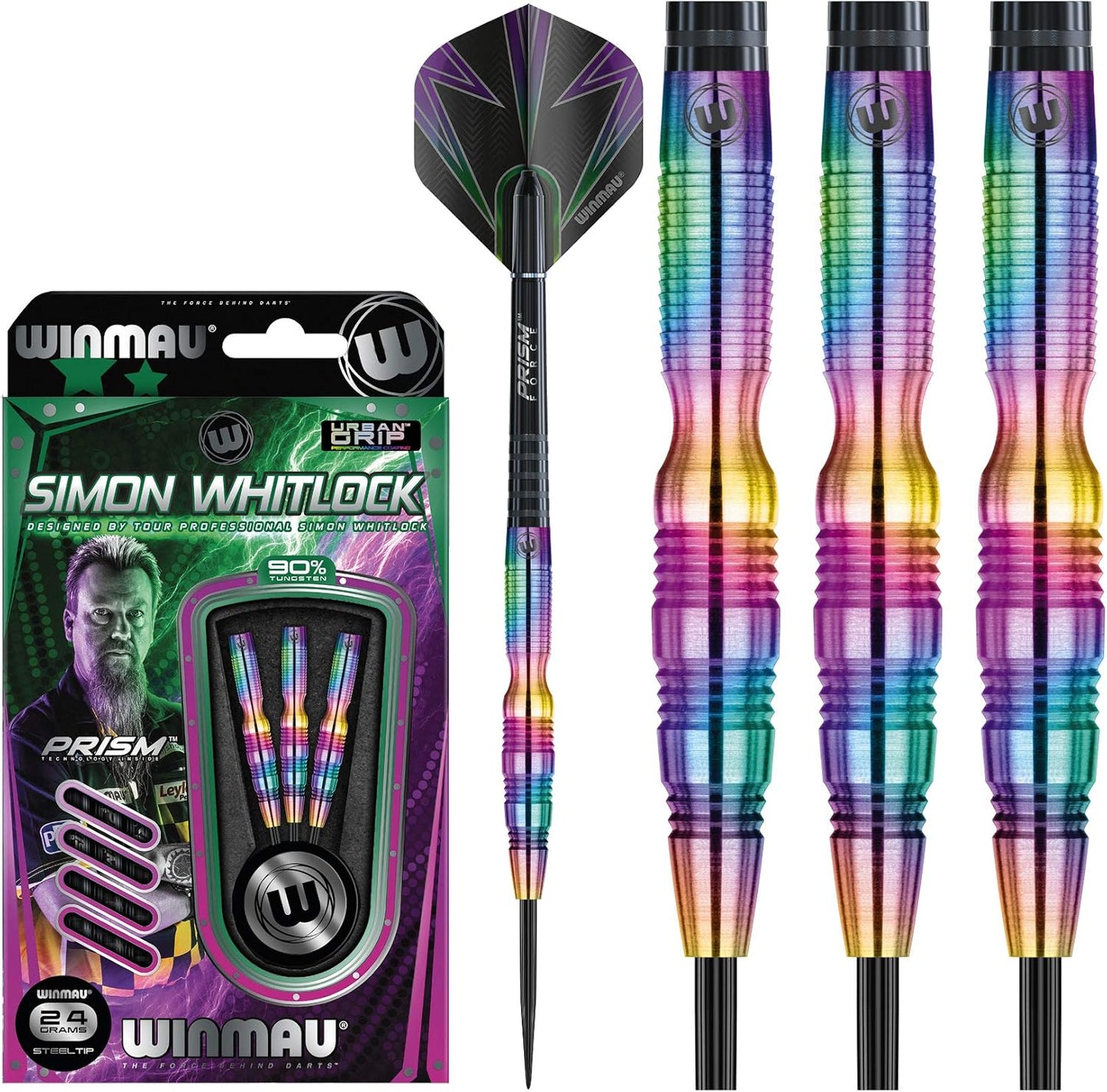 Simon Whitlock Tungsten Steeltip Darts Set - Urban Grip with Flights & Shafts | Perfect for Precision Play