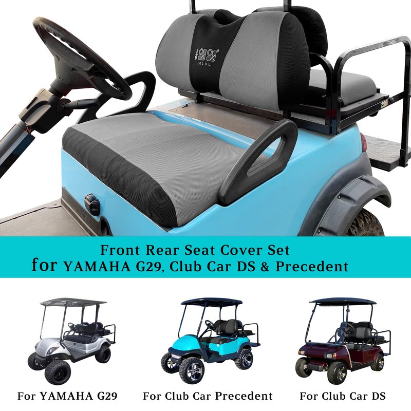 10L0L 4 Passenger Golf Cart Seat Covers, Front Rear Seat Cover Set for Yamaha G29 Drive, Club Car Precedent and Club Car DS Model, Made of 3D Air Mesh Polyester Fabric Breathable Washable - Grey