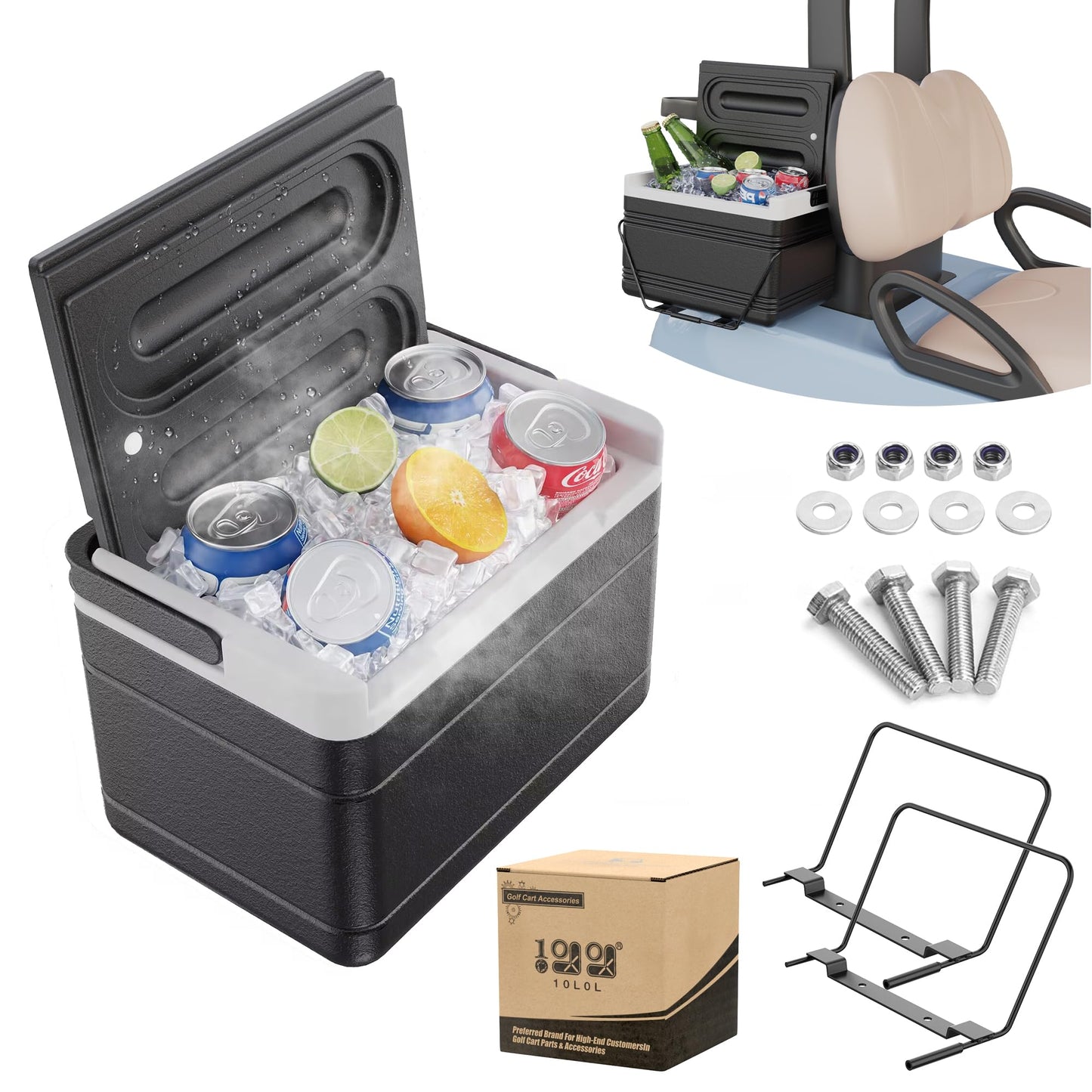 10L0L Universal Golf Cart 8L Ice Chest Cooler with Mounting Bracket, Cooler Box for EZGO&Club Car&Yamaha – 48 Hour Cold Drink Storage 102588101 103886801