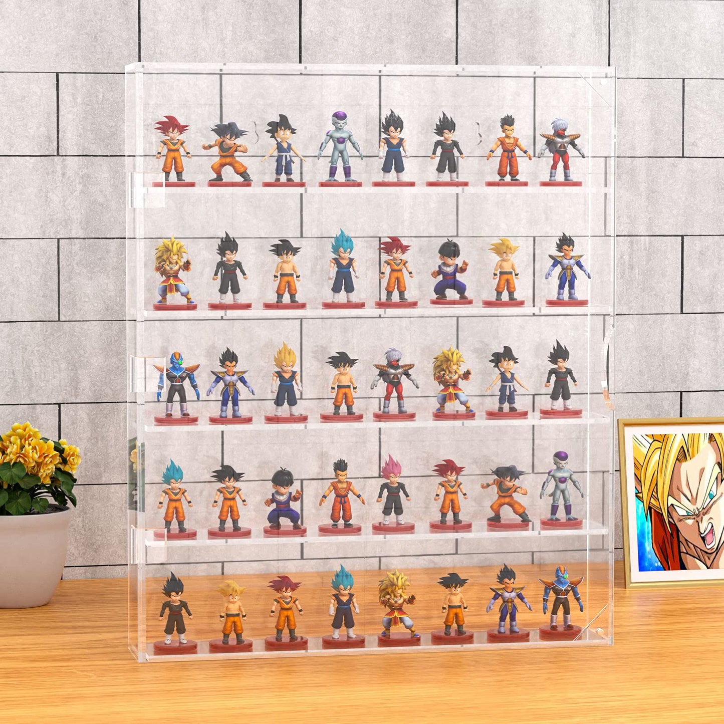 AITEE Acrylic Display Case, Display Cabinet for Mini Funko Pop Figures, Dust-Proof Clear Wall Mounted or Desktop 5 Layer Storage Mini Toys/Rock Stone, Each Compartment: 15 7/10”L x 3 2/5”W x3 4/5”H