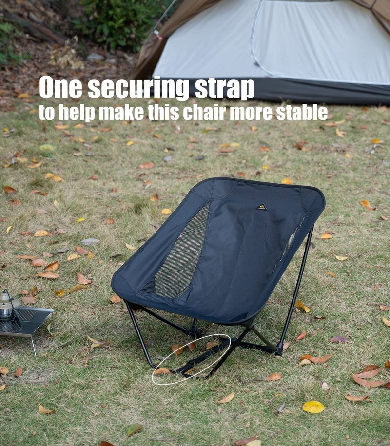 iClimb Low Ultralight Compact Camping Folding Chair with Side Pocket and Carry Bag (Blue)