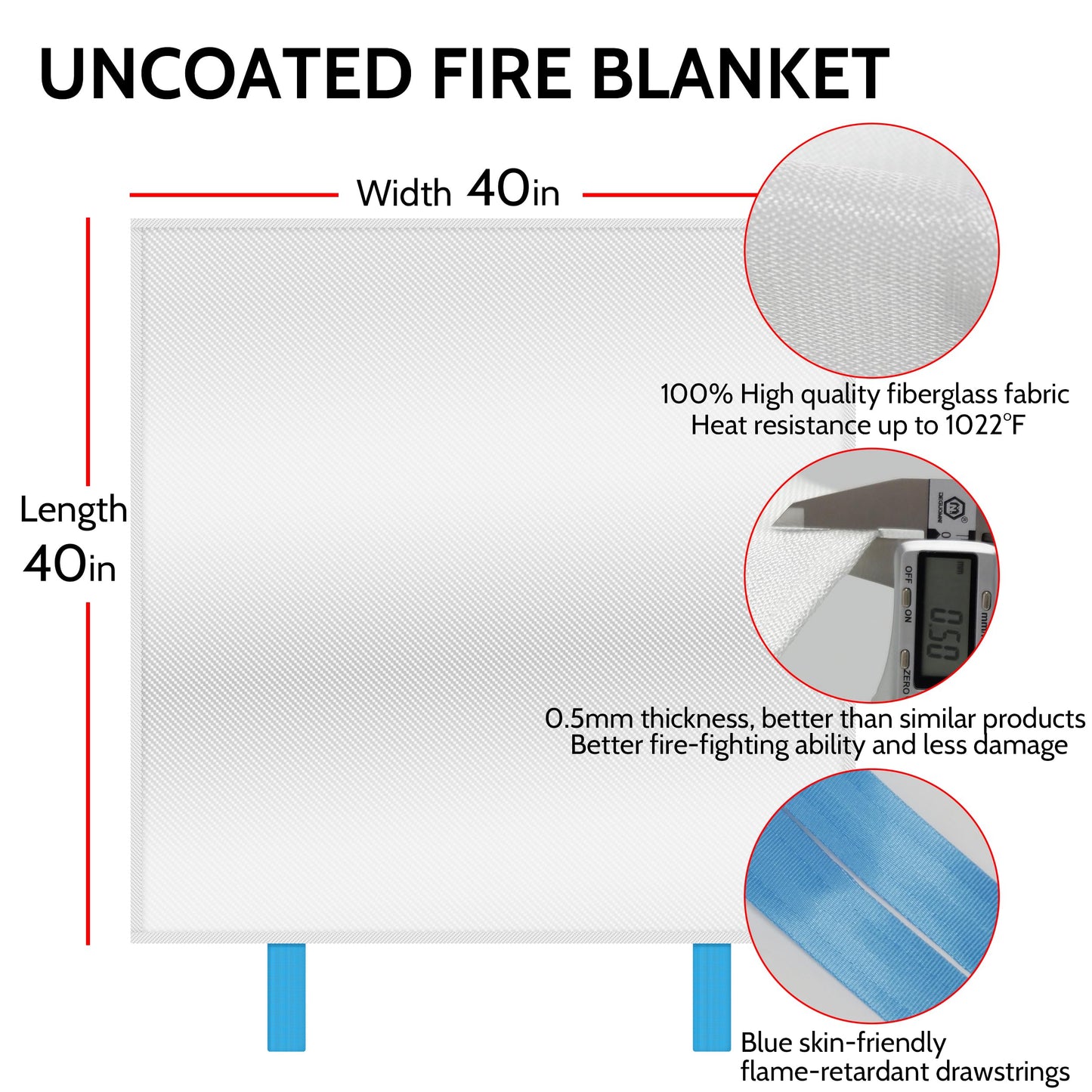 Black pro Fire Blanket, Fire Retardant Blanket,Emergency Fire Blanket for Kitchen, Home, School, Fireplace, Grill, Car, Office and Warehouse. CE Certified. (2 Pack)