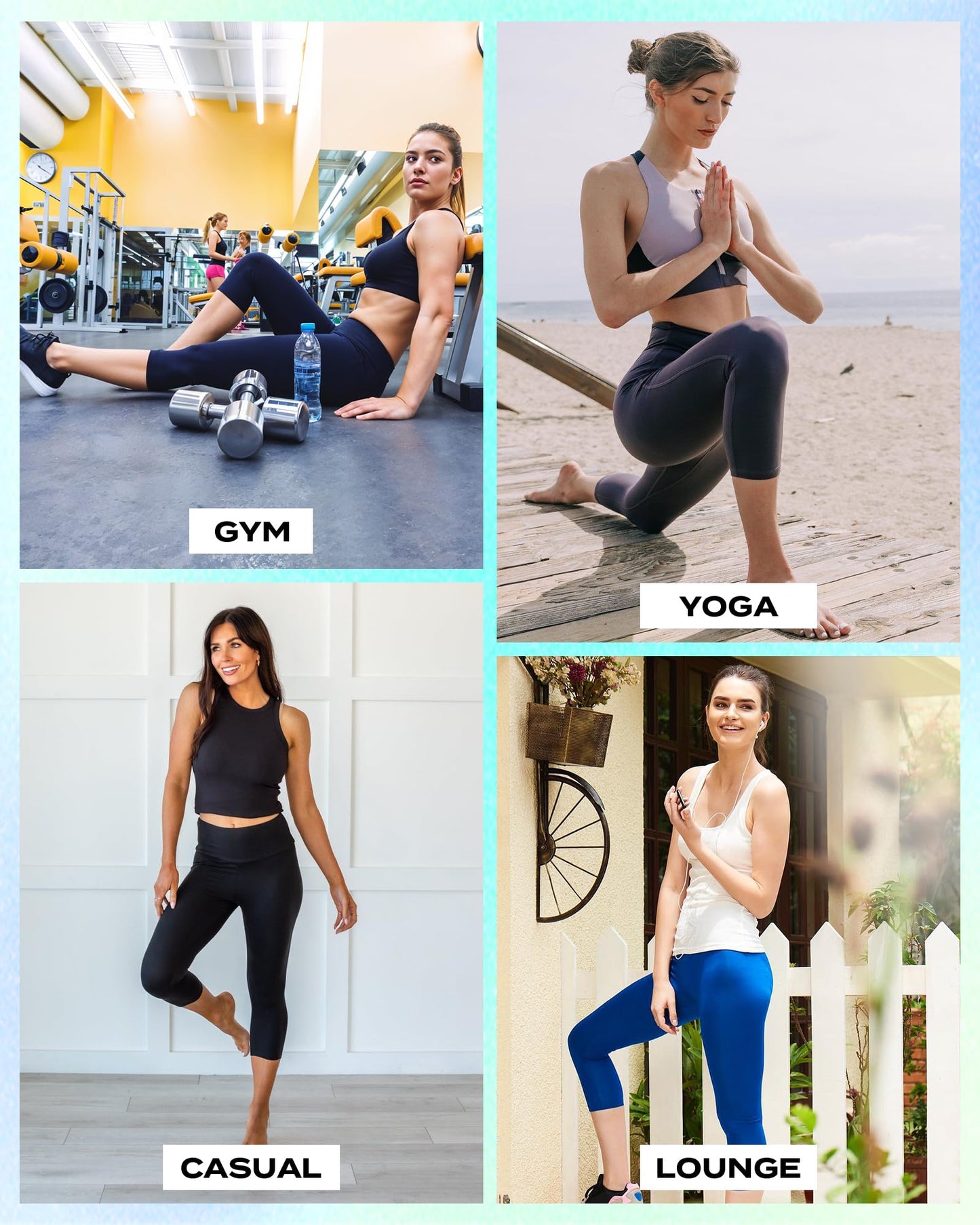 TNNZEET Capri Leggings for Women - Black Leggings with Pockets Tummy Control High Waisted Yoga Pants Workout Cycling Leggings