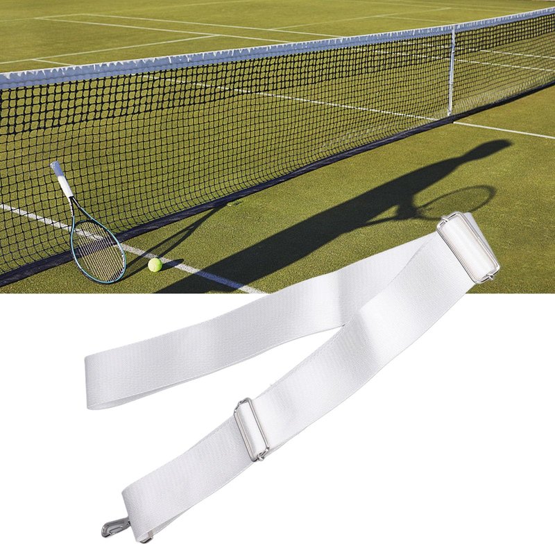 Tennis Net Center Strap, Adjustable Height Tennis Net Straps Stainless Steel Buckle White for Tennis Equipment