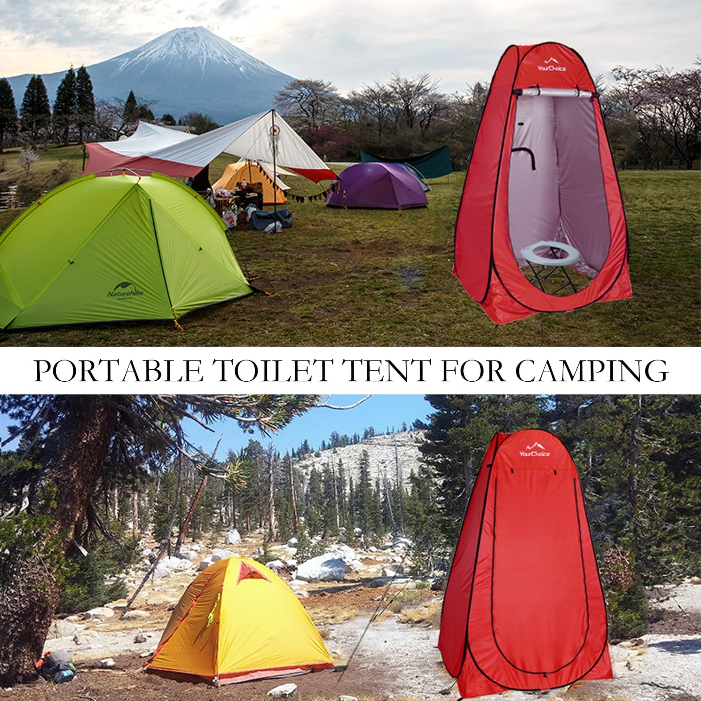Your Choice Pop Up Privacy Tent, 3.9x3.9x6.2FT Portable Shower Tent for Camping, Waterproof Outdoor Changing Room with Carry Bag for Beach Hiking RV Fishing - Red