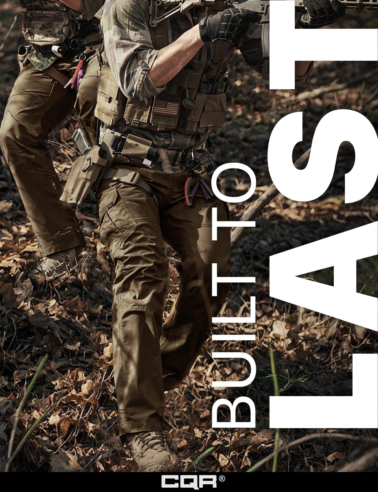 CQR Men's Tactical Pants, Water Resistant Ripstop Cargo Pants, Lightweight EDC Work Hiking Pants, Outdoor Apparel, Raider Tundra, 38W x 32L