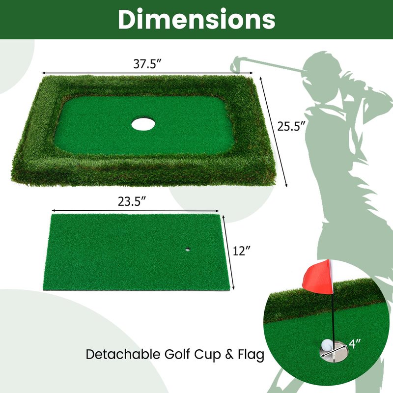 Tangkula Floating Golf Green for Pool, Rectangular Floating Chipping Green Includes Hitting Mat, 6 Balls, Flag, Cup & Tee, Training Mat, Outdoor Pool Golf Game