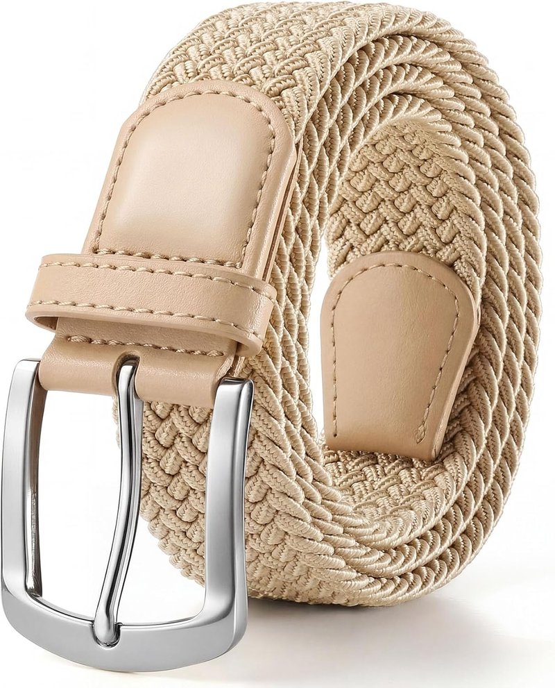 Men's Stretch Braided Belt - Elastic Casual Golf Belt for Jeans | 1 3/8" Width