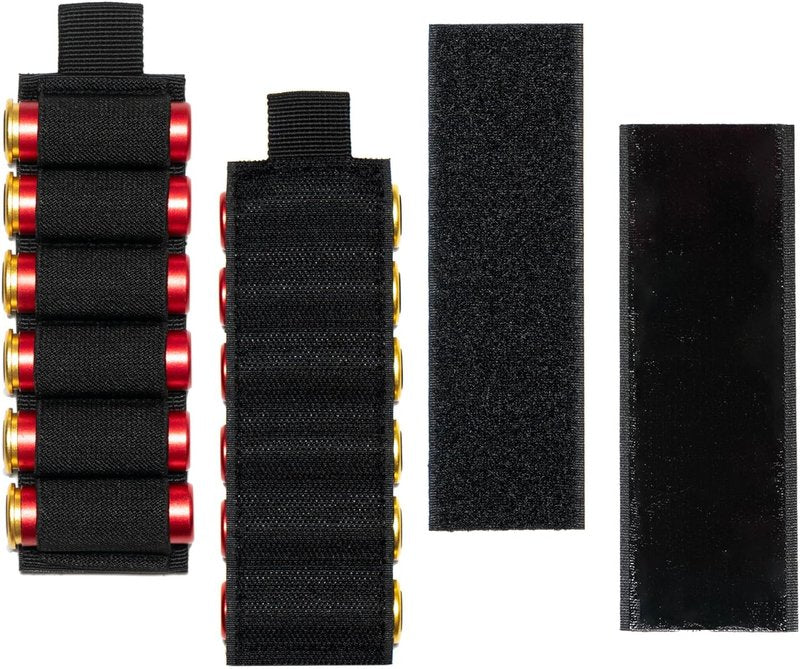 Shotgun Shell Holder - 4 Pack Molle Buttstock Carrier for 12/20 Gauge | Adhesive Backing & 6 Rounds Capacity