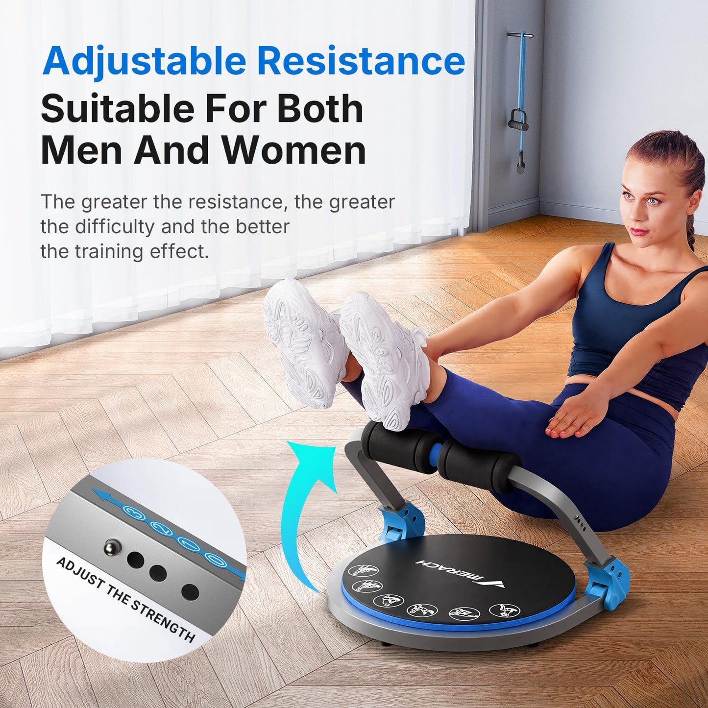 MERACH Ab Machine, Sit Up Exercise Equipment with 3 Adjustable Resistance Levels, Automatic Rebound Ab Crunch Machine for Core Workout, Ab Workout Equipment for Stomach