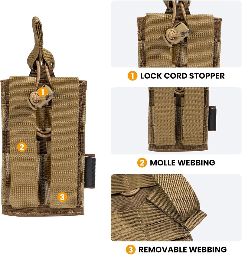 Tactical Open-Top Molle Mag Pouch for Pistol | Single/Double/Triple Capacity, Durable Design