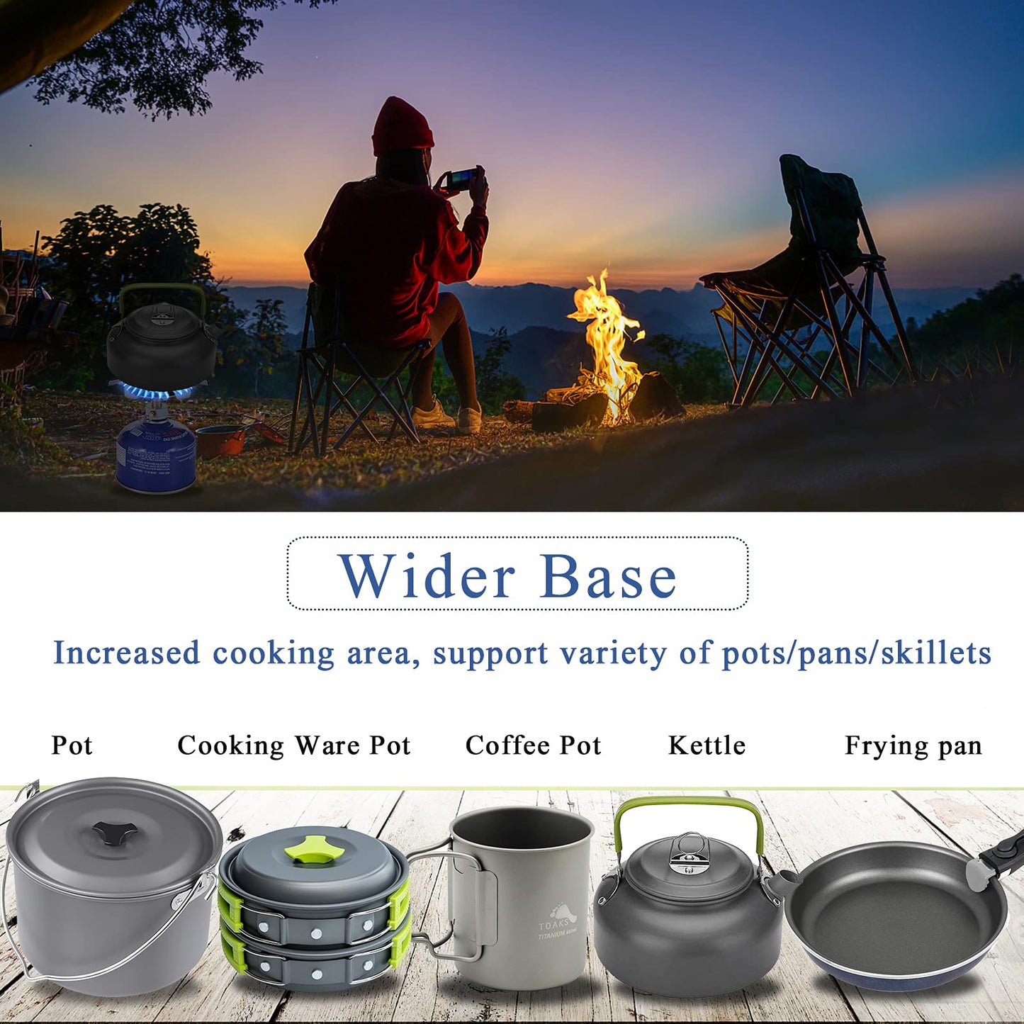 Caudblor Portable Camping Stove Burner, Small Backpacking Stoves with Butane Adapter, Lightweight Hiking Stove with Carrying Case, Little Propane Camp Stove for Travel