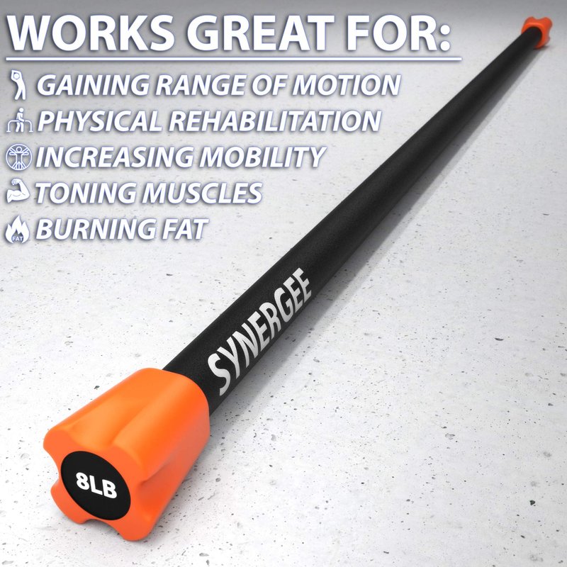 Synergee Workout Bar Weight Bar - 8lb Weights Padded Weighted Bars – Body Toning Exercise Bar, Strength & Condition