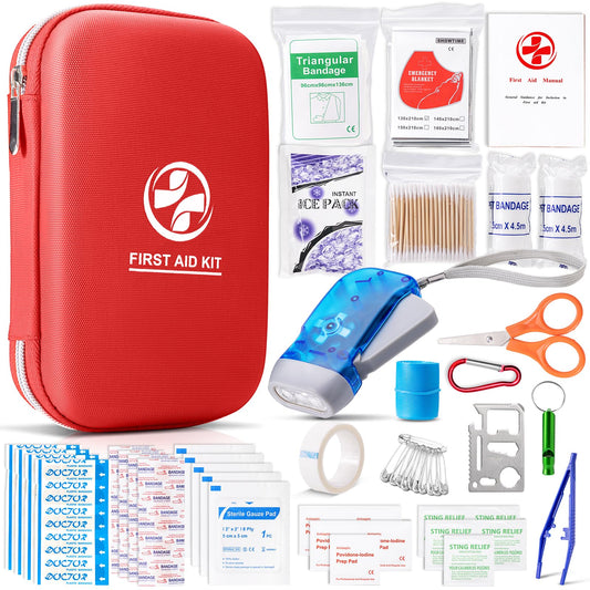 First Aid Kit with Essential Emergency Medical Supplies, Portable Waterproof Medical Kit for Home Travel Camping Hiking, Backpacking Med Kit for Sports College Dorm Student