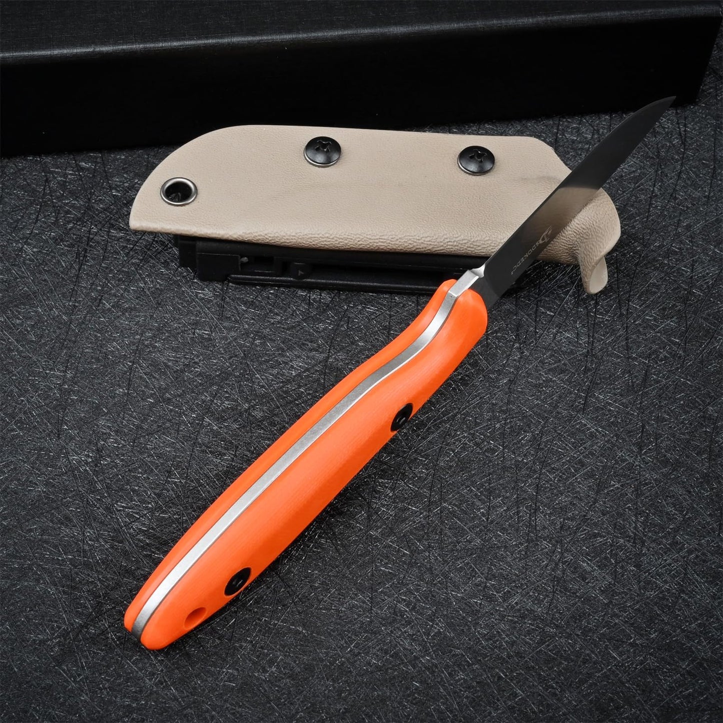 SDOKEDC Knives DC53 Steel Tactical Fixed Blade Knife with kydex sheath for Men EDC Outdoor Camping Survival Hunting (Orange handle)