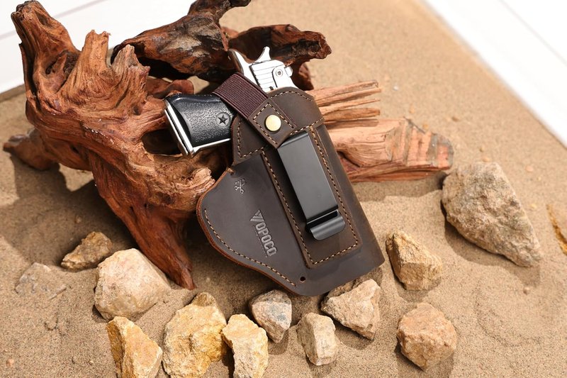 Universal Leather Gun Holster - IWB/OWB Concealed Carry for Glock, Taurus, Sig, M&P | Fits Most Pistols