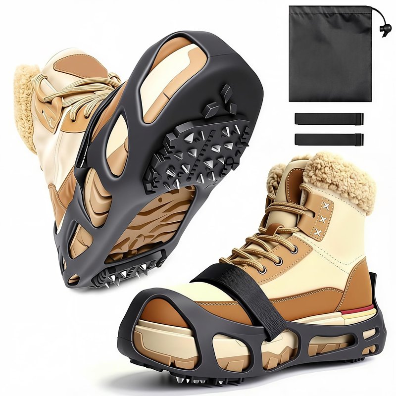 Ice Cleats, Ice Cleats for Shoes and Boots, Crampons for Shoes with 24 Spikes Anti Slip Snow Shoes (X-Large)