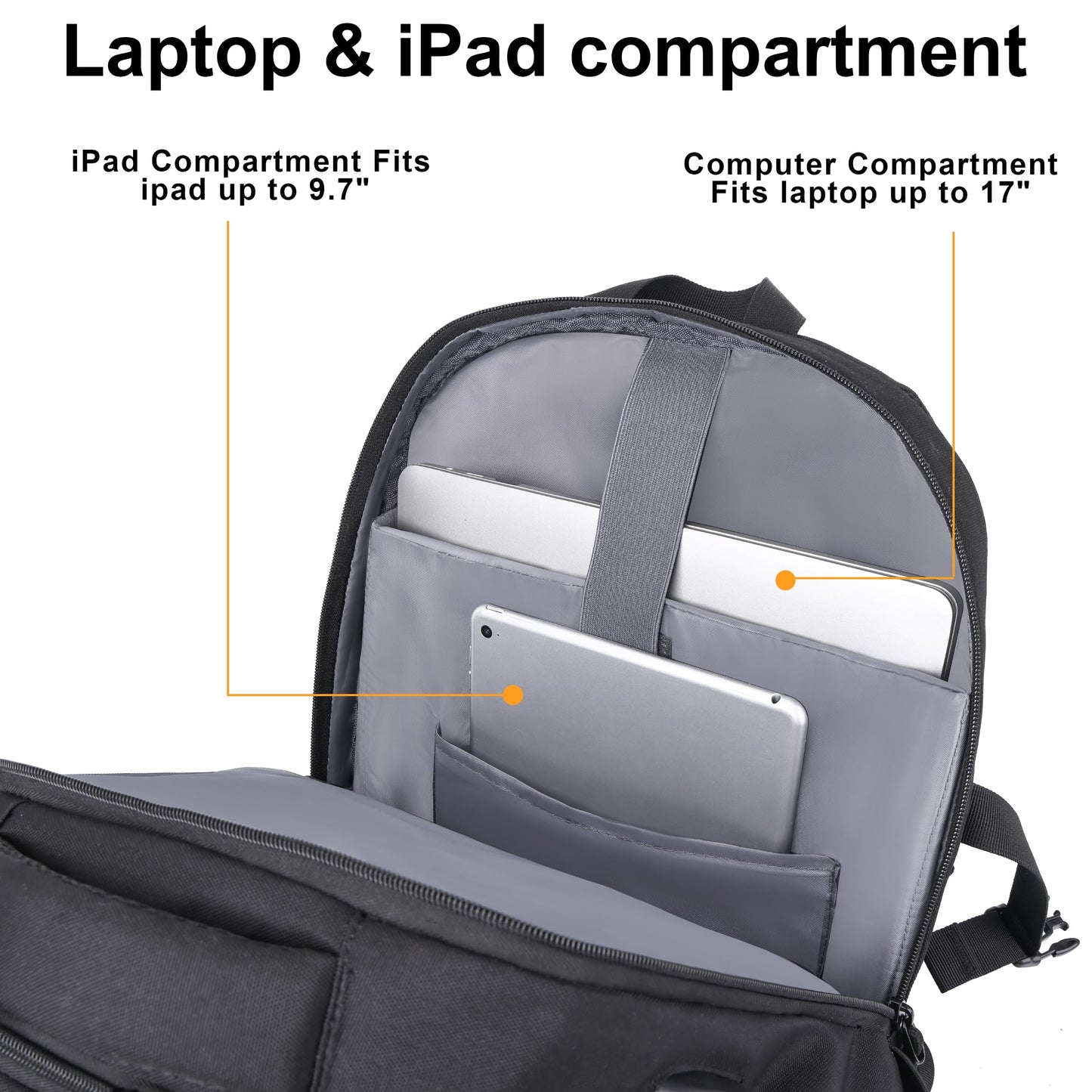 MOZETO 17 Inch Laptop Backpack, Large Tactical Inspired Travel Bag (Black)