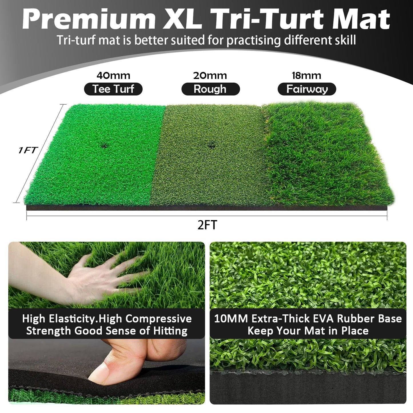 Golf Net,10x7FT with Golf Practice Mat,Hitting Aid Nets for Backyard Driving Chipping Training Swing with Target Outdoor or Indoor–Gifts for Men/Dad/Him