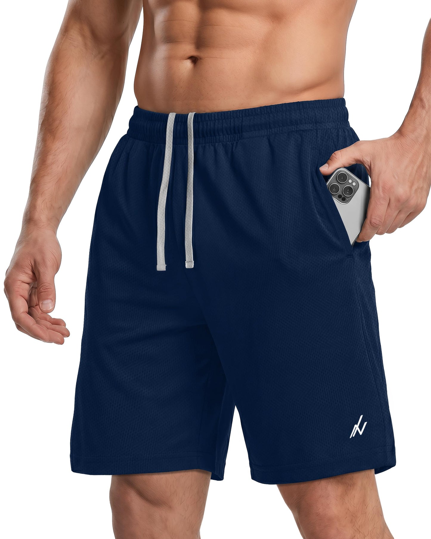 NY Threads Men's Athletic Shorts Quick Dry Loose-Fit Lightweight Running Workout Gym Shorts with Pockets, 3X-Large, Navy