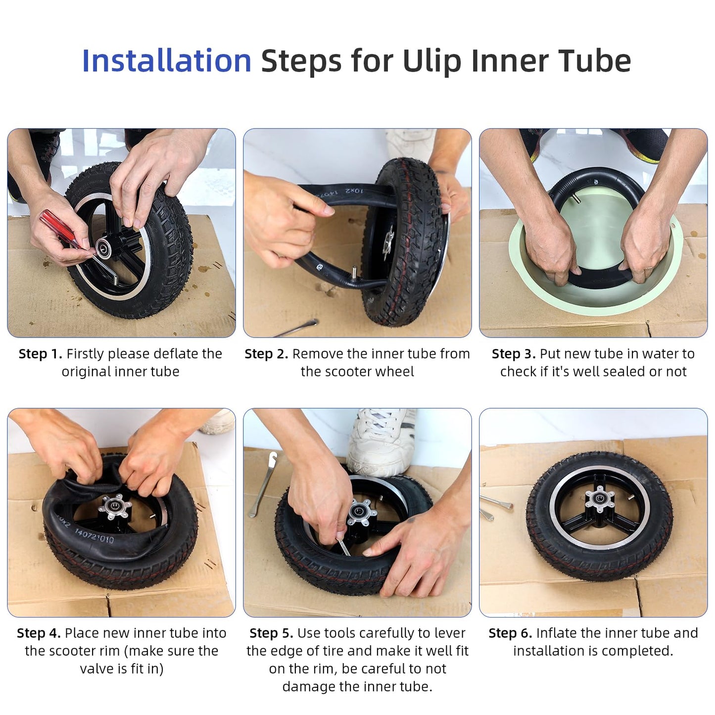 ulip 10x2.125 Replacement Inner Tubes with Straight Valve for Ninebot F30 F20 F25 F40 Scooter for 10 inch Scooter(2 Pack)