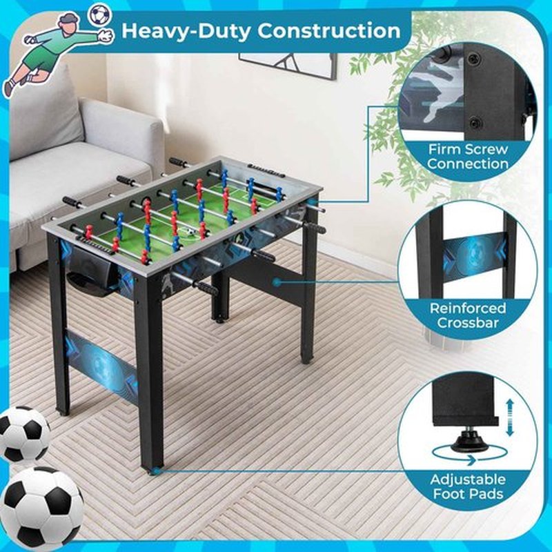 GYMAX Foosball Table, 38" Soccer Game Table Set with 2 Footballs, Mini Foosball Table for Kids Adults Home Game Room Family Night