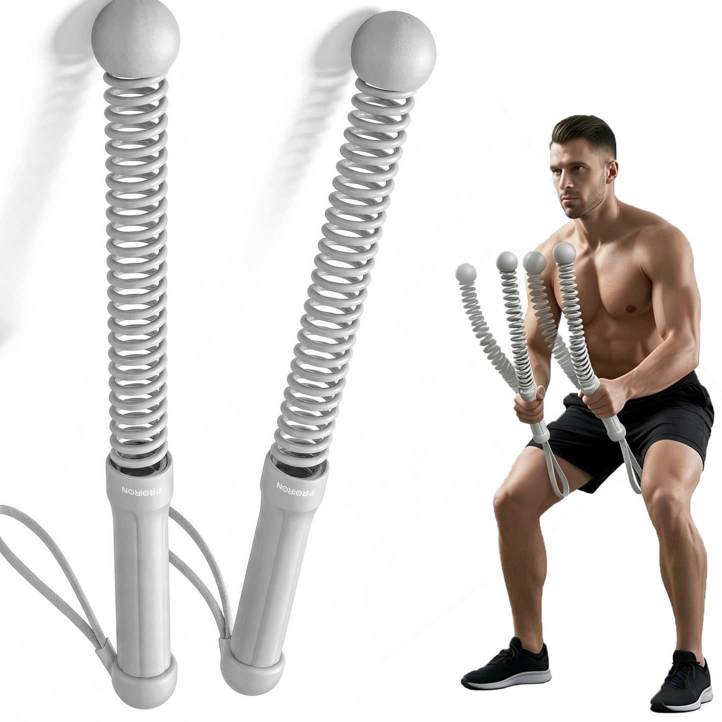 PROIRON Cordless Battle Rope Weighted Ropeless Battle Ropes for Home Gym Workout Exercise Rope for HIT Training Rope for Men & Women Grey