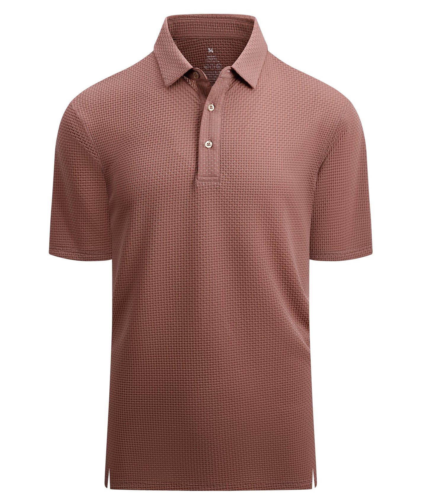 Alex Vando Mens Bubble Jacquard Polo Shirt Super Stretch Short Sleeve Polo Shirts for Men,Coffee,L